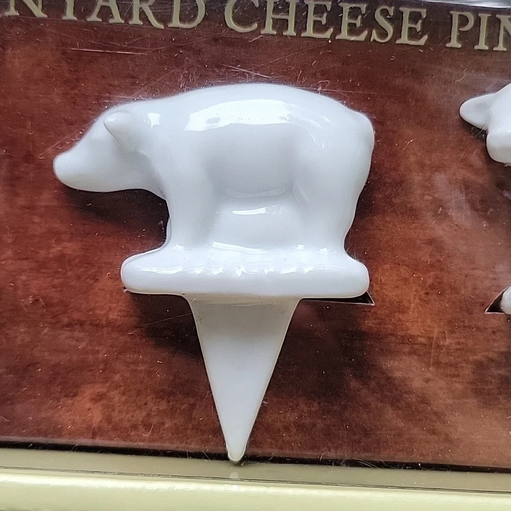 Surlatable Barnyard Cheese White Porcelain Set Of 3 Pins For Charcuterie Board